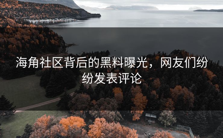 海角社区背后的黑料曝光,网友们纷纷发表评论