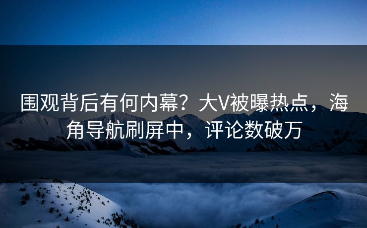围观背后有何内幕？大V被曝热点，海角导航刷屏中，评论数破万