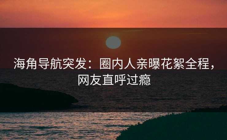 海角导航突发：圈内人亲曝花絮全程，网友直呼过瘾