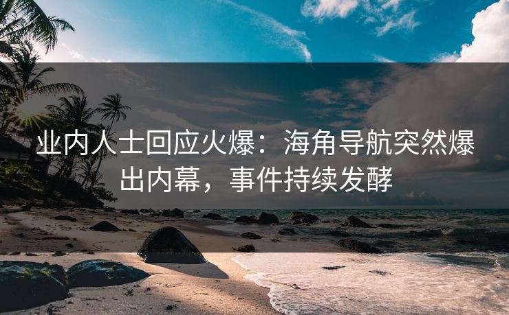 业内人士回应火爆：海角导航突然爆出内幕，事件持续发酵