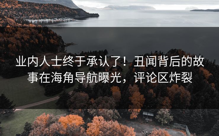 业内人士终于承认了！丑闻背后的故事在海角导航曝光，评论区炸裂