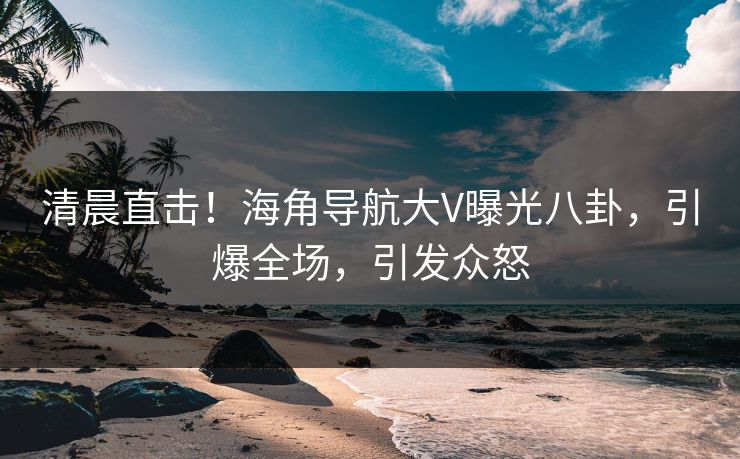 清晨直击！海角导航大V曝光八卦，引爆全场，引发众怒