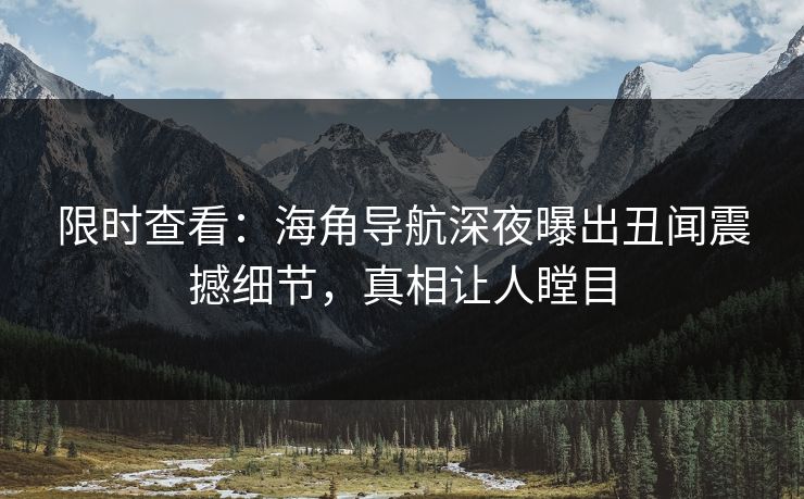 限时查看：海角导航深夜曝出丑闻震撼细节，真相让人瞠目