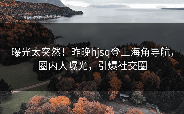曝光太突然！昨晚hjsq登上海角导航，圈内人曝光，引爆社交圈