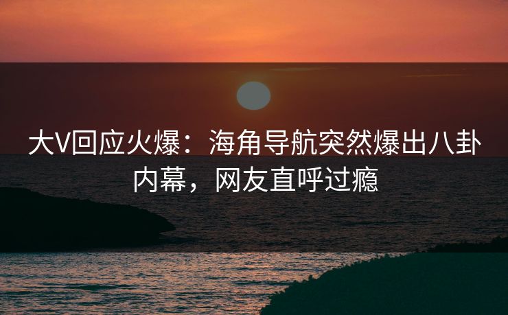 大V回应火爆：海角导航突然爆出八卦内幕，网友直呼过瘾