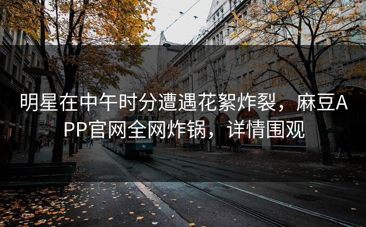 明星在中午时分遭遇花絮炸裂，麻豆APP官网全网炸锅，详情围观
