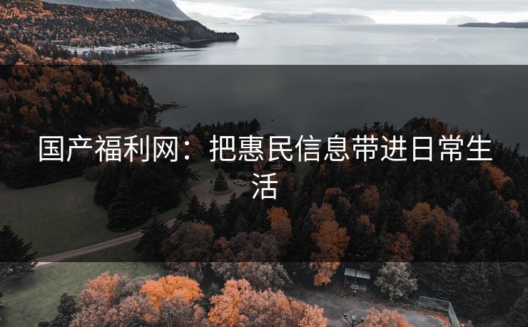 国产福利网：把惠民信息带进日常生活