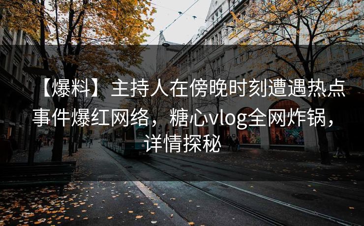 【爆料】主持人在傍晚时刻遭遇热点事件爆红网络，糖心vlog全网炸锅，详情探秘