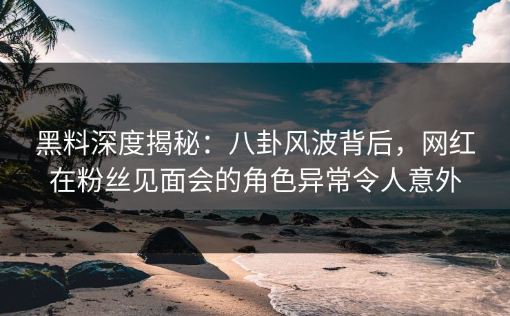 黑料深度揭秘：八卦风波背后，网红在粉丝见面会的角色异常令人意外